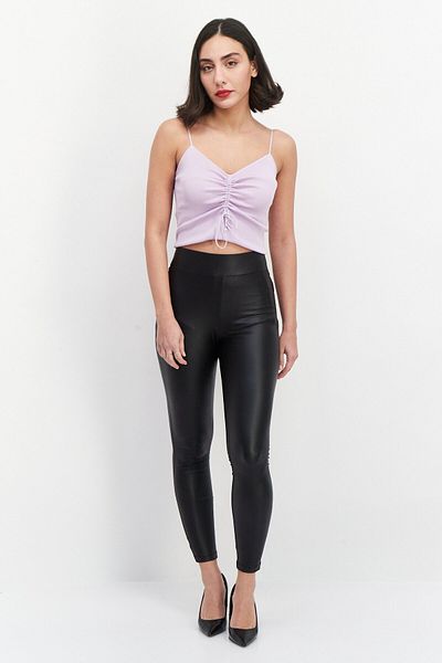 NA-KD Anika Teller x NA-KD Women Plain Pull On Leggings, Black