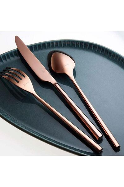 Jumbo 1001 Titanium Bronze 12 Person 84 Piece Cutlery Set