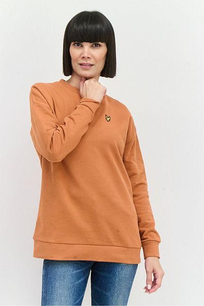 Lyle & Scott Women Oversized Fit Embroidered Logo Sweatshirt, Rusted Orange