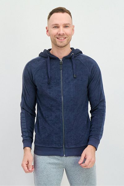 Civil Society Men Hooded Textured Long Sleeves Sweatshirt, Navy