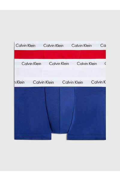 Calvin Klein Herren-Boxershorts in Weiß-Dunkelblau-Rot mit Markenlogo und elastischem Band, geeignet für den täglichen Gebrauch U2664g-ı03