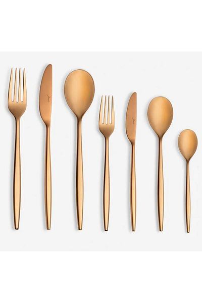 Jumbo 5800 Apollo 12-Person 84 Piece Titanium Bronze Fork Spoon Knife Set