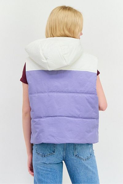 Annorlunda Women Hooded Two-tone Vest Jacket, Purple