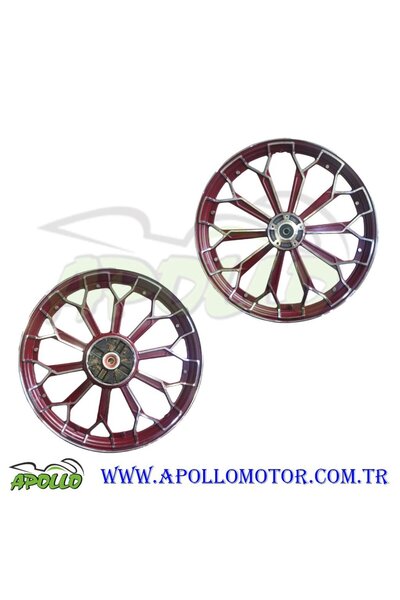 APOLLO MOTO&BİKE CG 18 - 18 MODİFİYE JANT TAKIMI (ÖN DİSK - ARKA GENİŞ KAMPANA) KIRMIZI
