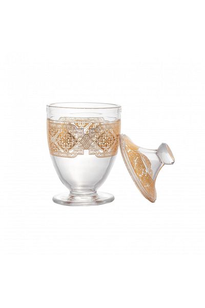 Dania glass bonbonniere with gold design