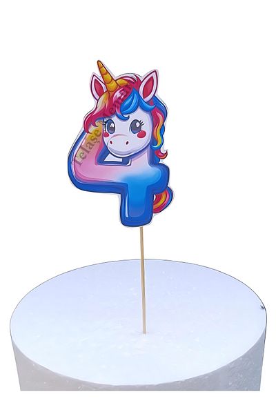 telaşe memuru Unicorn Cake Ornament Number 4 - Unicorn Birthday Concept Number 4 with Bars