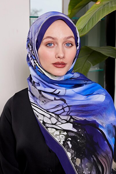 Levidor Purple Blue Marbled Pattern Royal Shawl