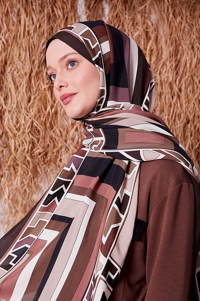 Levidor Royal Shawl με γεωμετρικό σχέδιο Dusty Rose