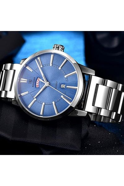 Benyar YanChang BENYAR Classic Waterproof Watch, Stainless Steel Band, Blue Casual Sport Design