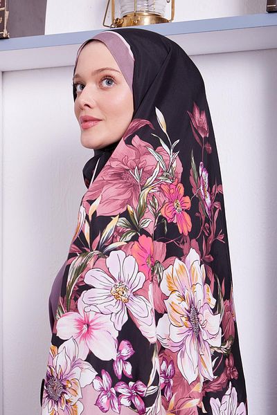Levidor Royal Shawl με μοτίβο λουλουδιών Dusty Rose Edge