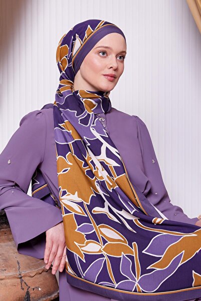 Levidor Μωβ μοτίβο φύλλων Royal Shawl