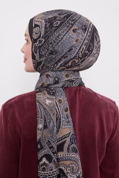 Levidor Siyah Etnik Desen Royal Şal