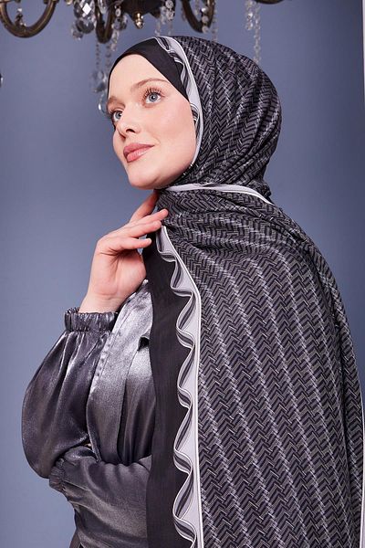 Levidor Royal Shawl με μοτίβο λαβύρινθου ανθρακί
