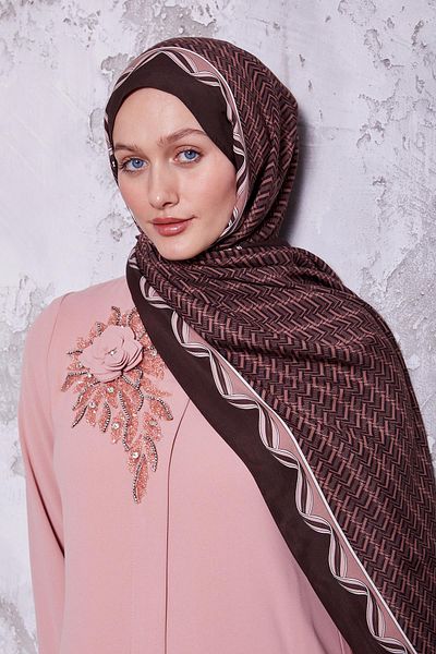 Levidor Royal Shawl με μοτίβο Dusty Rose Maze