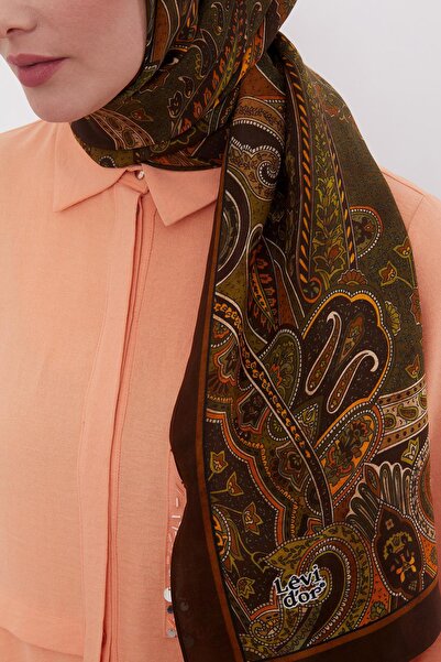 Levidor Khaki Ethnic Pattern Royal Shawl