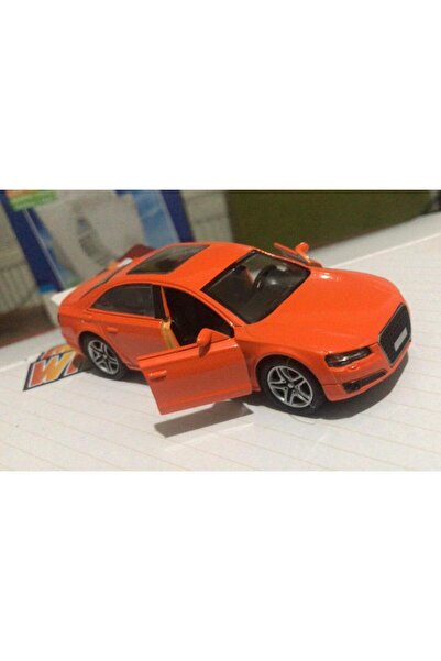 Sunman Toy Metal Model Car Flip up Door 1/36 Pull Drop Orange Audi