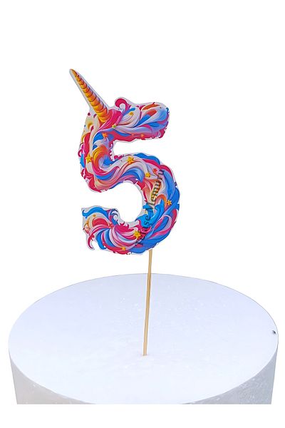 telaşe memuru Unicorn Cake Ornament Number 4 - Unicorn Birthday Concept Number 4 with Bars