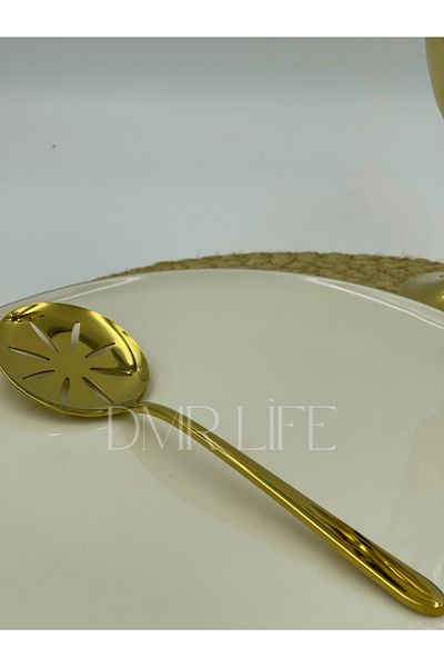 DMR LİFE Dmr Life Gold Sauce Serving Colander 1 Pcs (Small Boydur Tableware Serving)