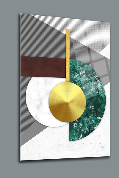 glassartdesign Masa din sticlă cu model geometric colorat Pictură modernă Pic...