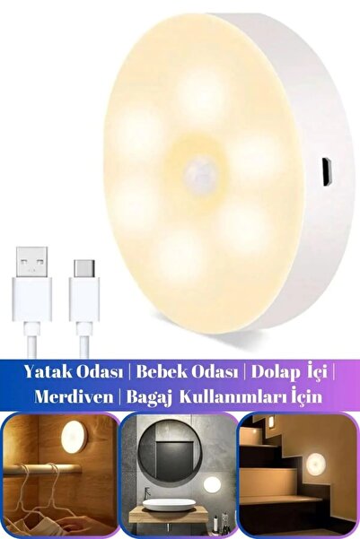 kar-bul Hareket Sensörlü Usb Şarjlı Led Işık Lamba-oda, Mutfak, Salon Ve Merdiven Işıklandırma1 adet