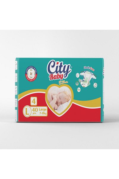 CITY BABY Diapers Size 4 - Large - 7 to 18 kg - 40 Pcs