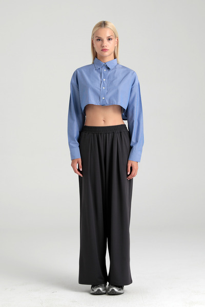 SHEISMONO Soft Touch Piliseli Pantolon Füme