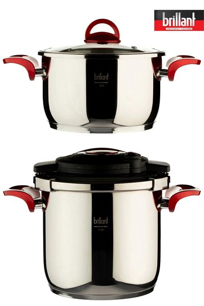 Brillant 7 Liter and 4 Liter Pressure Cooker Set - 4 Pieces