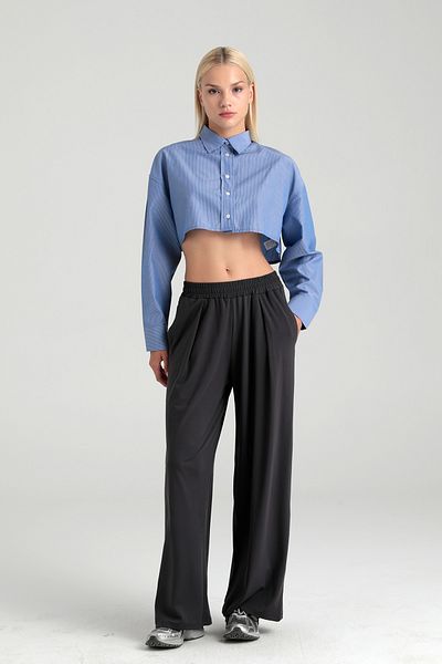 SHEISMONO Soft Touch Pleated Trousers Smoked