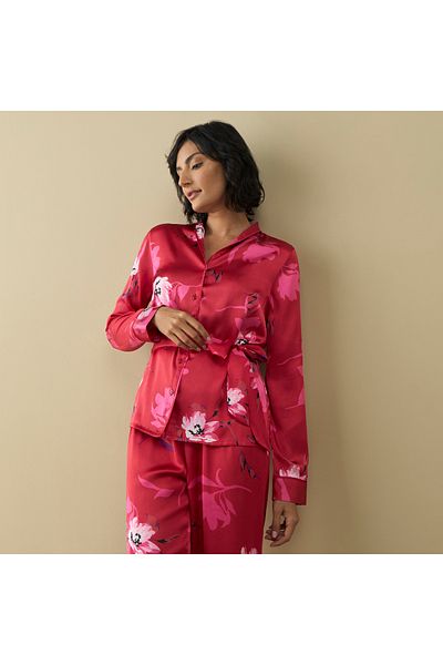 FAV All-Over Floral Print Shirt with Belt Tie-Up and Pyjama Set