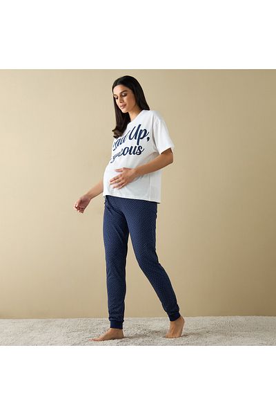 FAV Printed Maternity T-shirt and Pyjama Set