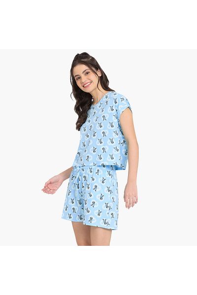 Zivame All-Over Mickey Mouse Print T-shirt and Shorts Set
