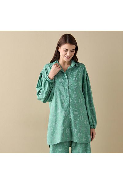 FAV All-Over Floral Print Shirt and Pyjama Set