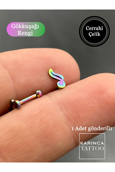 Karınca Piercing Nota Müzik Design Moda Düz Çubuk Kulak Forward Helix Flat Co...