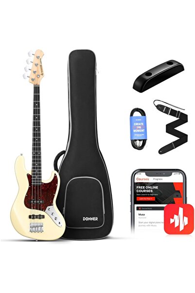 Donner DPB-510R JB-Style Bas Gitar (Vintage White)