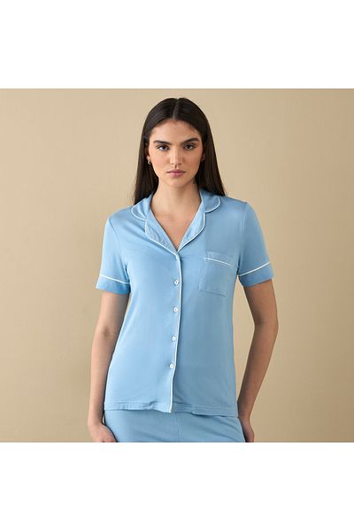 FAV Notch Collar Shirt and Pyjama Set