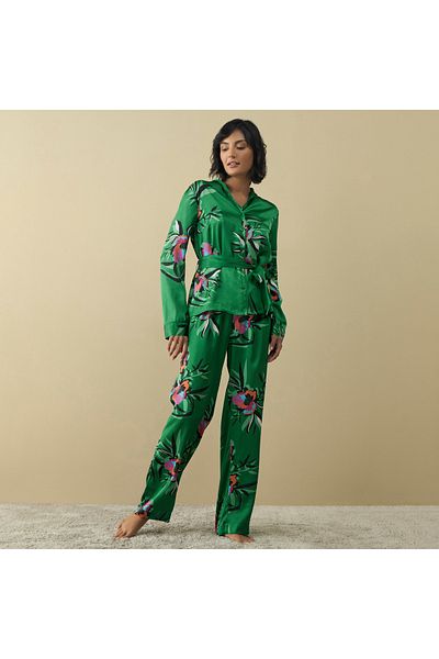 FAV All-Over Floral Print Shirt with Belt Tie-Up and Pyjama Set
