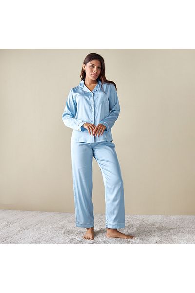 FAV Notch Collar Shirt and Pyjama Set