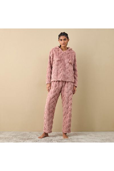 FAV Textured Hooded Top and Pyjama Set