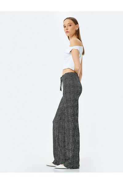 Koton New Season Waist Lace-Up Wide Leg Trousers Bürümcük