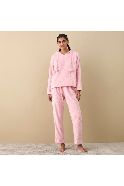 FAV Textured Hooded Top and Pyjama Set