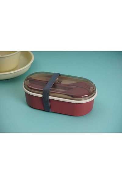 the midi 700ml Portable Double-Layer Lunch Box with Movable Divider - Perfect for Organized Meals - 2 Sets