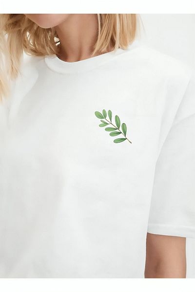 Frisson Cotton Combed Fabric Oversize Printed White T-shirt