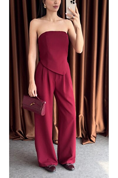 buqre's moda Women's Premium Asymmetrical Blouse Detailed Blazer Jacket Pants Triple Suit