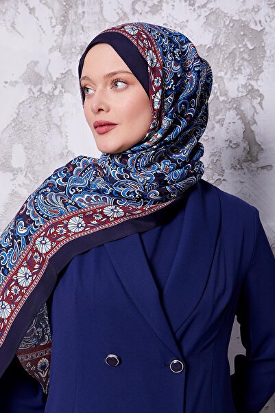 Levidor Navy Blue Ethnic Floral Royal Shawl