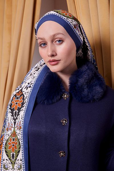 Levidor Şal regal cu model cu margine albastră