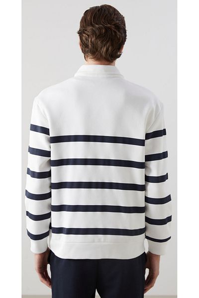 DEMOİSELLE Men's Polo Neck Striped Sweatshirt