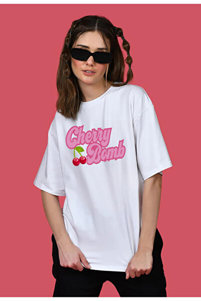 HOFFNUNG Μπλουζάκι από βαμβακερό μεγάλο μέγεθος Cherry Bomb