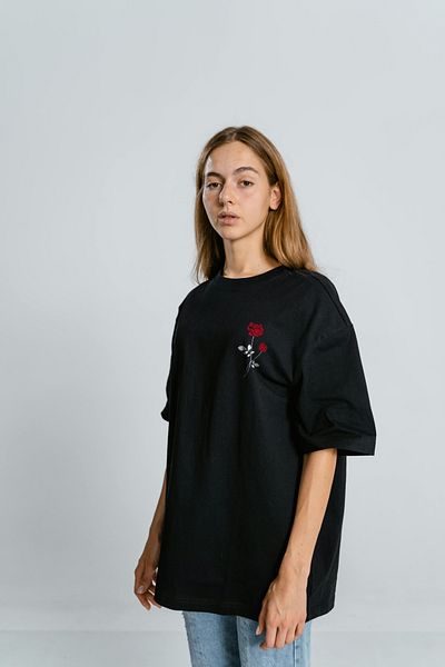 Frisson T-Shirt Printed Oversize Crew Neck Rose