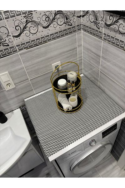 HALFART Γκρι Zigzag Duck Linen Αδιάβροχο και Αντιρρυπαντικό Κάλυμμα Πλυντηρίου - Με Επιλογές Κομψών Μοτίβων