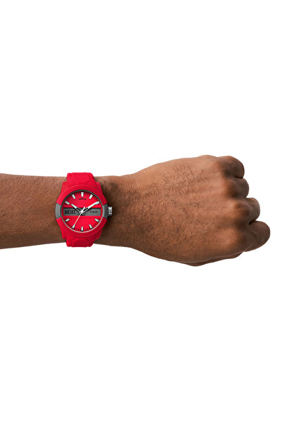 Diesel Men's Double Up Three-Hand, Red Nylon Watch, DZ1980